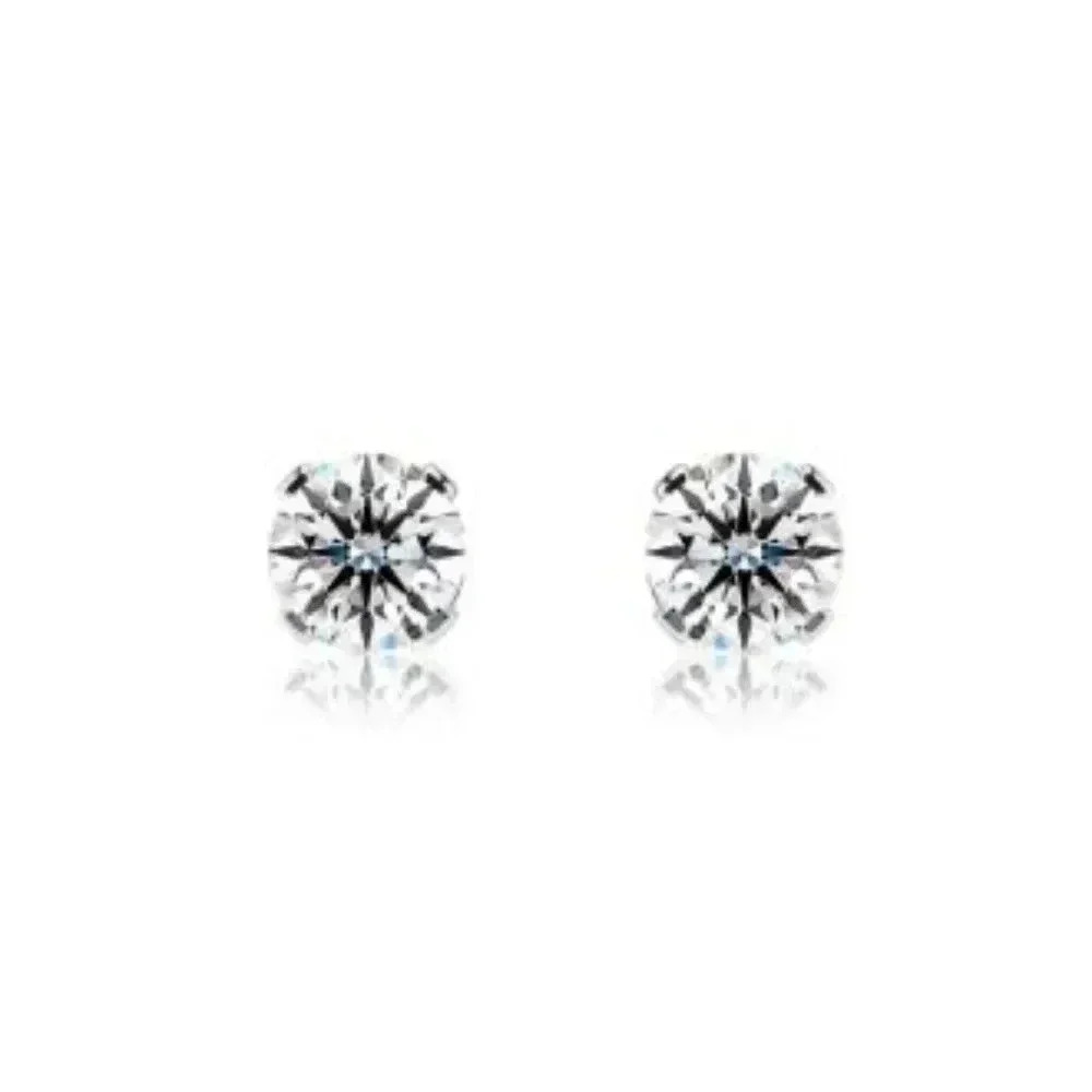 1/4 Carat Real Diamond Stud Earring 14K White Gold filled - Picture 3 of 5